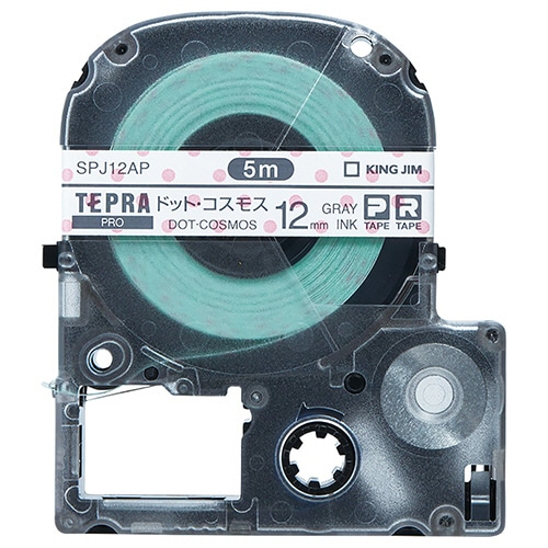 キングジム テプラ PRO テープカートリッジ マスキングテープ mt ラベル 12mm ドット・コスモス/グレー文字 SPJ12AP 1個