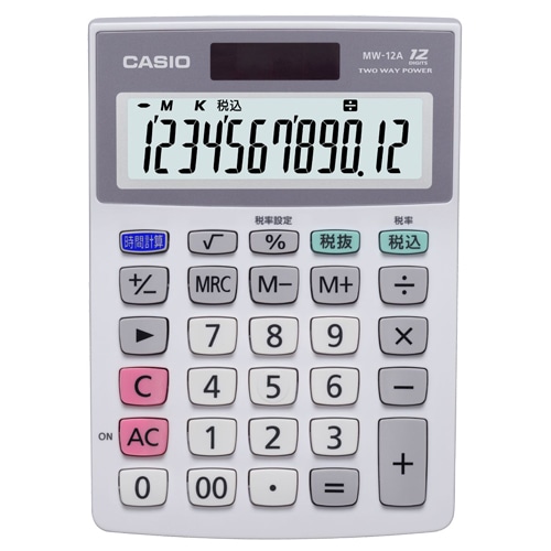 カシオ 特大表示電卓 12桁 ミニジャストサイズ MW-12A-N 1台