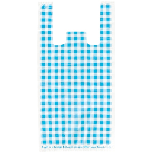 ヘッズ ブルーチェックレジバッグ ヨコ250×タテ490×マチ幅150mm BC-ML 1パック(100枚)