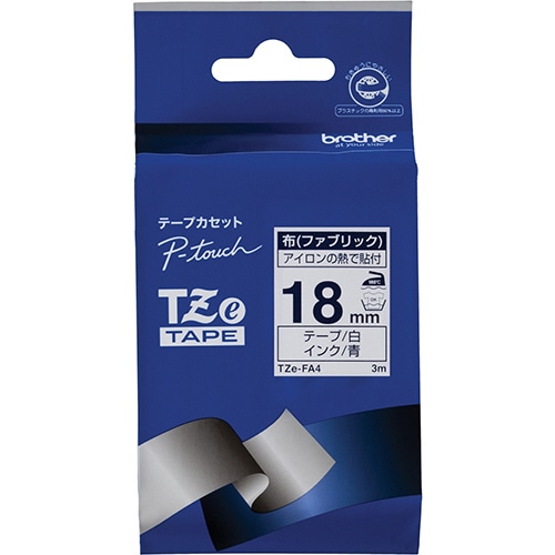 ブラザー　ピータッチ　ＴＺｅテープ（布テープ）　１８ｍｍ　白／青文字　ＴＺＥ－ＦＡ４　１個
