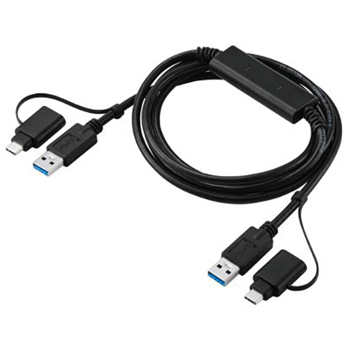 エレコム　Ｔｙｐｅ－Ｃ変換アダプター付きリンクケーブル（ＵＳＢ３．０）　ブラック　１．５ｍ　ＲｏＨＳ指令準拠（１０物質）　ＵＣ－ＴＶ８ＢＫ　１本