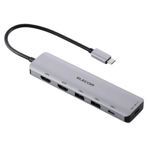 エレコム　ＵＳＢ　Ｔｙｐｅ－Ｃ　６ｉｎ１ドッキングステーション　シルバー　ＤＳＴ－Ｍ０６０ＢＰＳＶ　１個