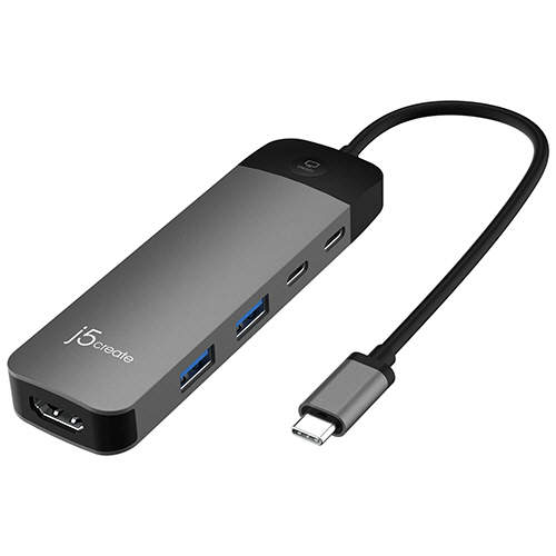 ｊ５　Ｃｒｅａｔｅ　６ｉｎ１　ＵＳＢ－Ｃ　マルチハブ　ＨＤＭＩ＆画面ＯＮ／ＯＦＦスイッチ付＋ＰＤ１００Ｗ　スペースグレー　ＪＣＤ３００２　１個