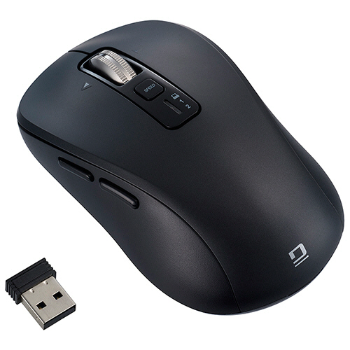 ナカバヤシ　Ｄｉｇｉｏ２　感動ホイールマウス　Ｂｌｕｅｔｏｏｔｈ・ＵＳＢ無線　静音５ボタンＢｌｕｅＬＥＤ　Ｍサイズ　ブラック　ＭＵＳ－ＤＫＦ２４２ＢＫ　１個