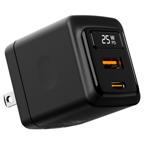 ハイディスク　充電中のワット数が見えるＵＳＢ充電器　ＰＤ２５Ｗ　ＨＤ－ＡＣＷ２Ｐ２５ＢＫ　１個