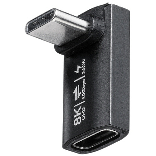 サンワサプライ　Ｔｙｐｅ－Ｃ変換アダプタ（ＣｔｏＣ・Ｌ字垂直挿し・４０Ｇｂｐｓ・ＰＤ２４０Ｗ対応）　ＡＤ－ＵＳＢ３８ＣＣＦＬ　１個