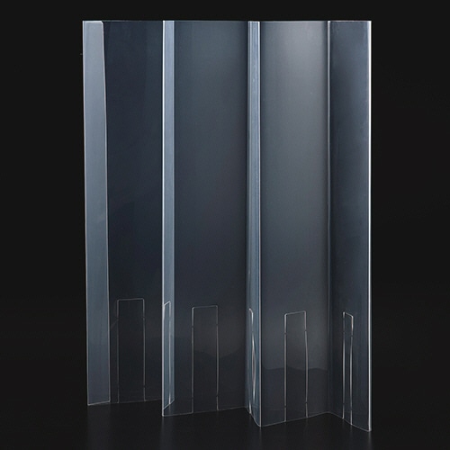 プラス 屏風型パーテーション 透明 幅500-650×奥行80-90×高さ550mm 428-698-T 1枚