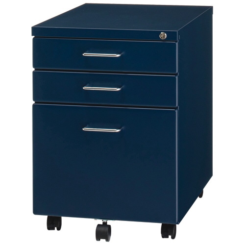 YAMAZEN 3段サイドキャビネット 幅395×奥行520×高さ560mm ネイビー SCA-3(NVY) 1台