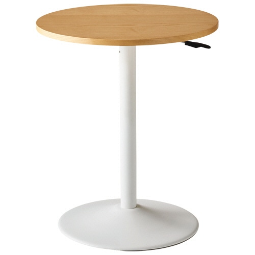 YAMAZEN レバー式昇降テーブル 円形 オーク/ホワイト KUT-R550(OAK/WH) 1台