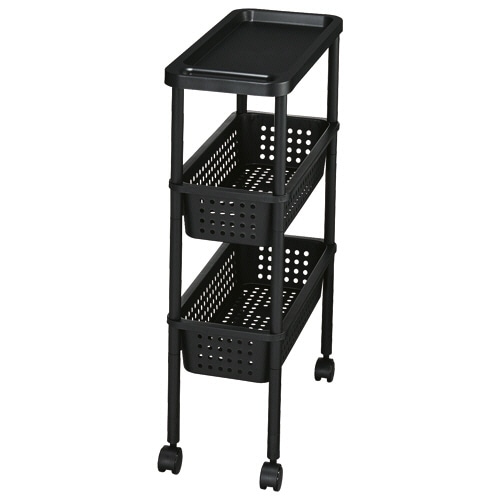 YAMAZEN ハンガーラック下ワゴン スリム マットブラック SHR-S3(MBK) 1台