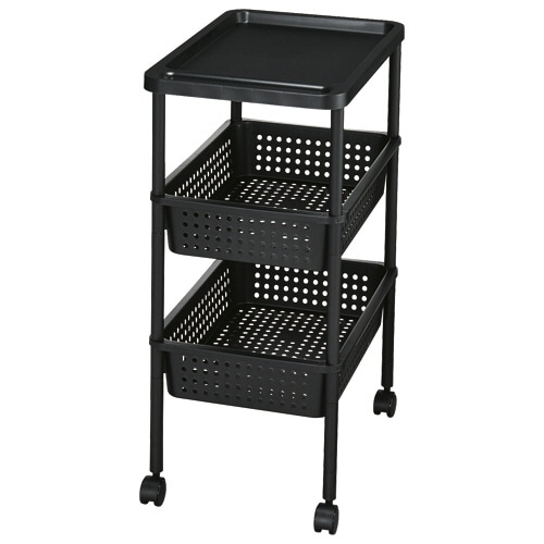 YAMAZEN ハンガーラック下ワゴン ワイド マットブラック SHR-W3(MBK) 1台