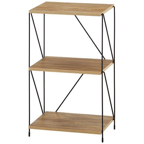 不二貿易　ＥＺＢＯ　ワイヤーラック　３段　幅４２０×奥行３１０×高さ７１２ｍｍ　オークナチュラル　Ｃ／Ｄ７７５６０　１台