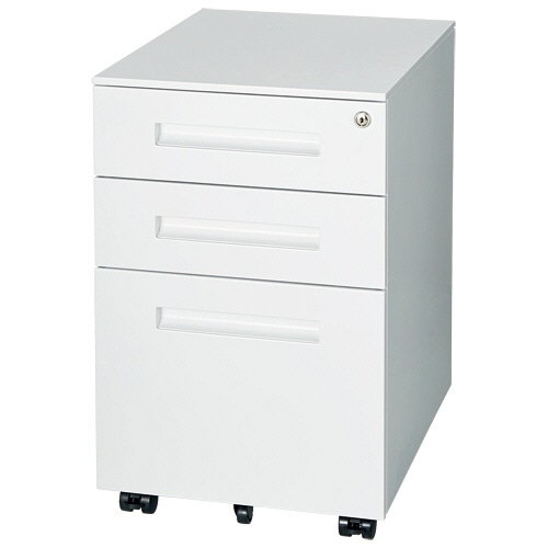 サンキョーファニチャー 3段スチールワゴン 幅391mm ホワイト GESWG-400WH 1台