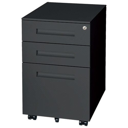 サンキョーファニチャー 3段スチールワゴン 幅391mm ブラック GESWG-400BK 1台