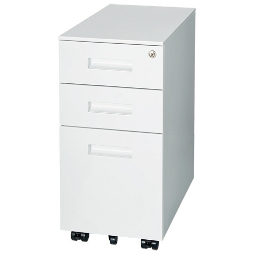 サンキョーファニチャー 3段スチールワゴン スリム 幅301mm ホワイト GESWG-300WH 1台