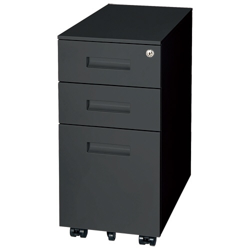 サンキョーファニチャー 3段スチールワゴン スリム 幅301mm ブラック GESWG-300BK 1台