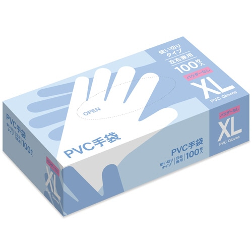 PVC手袋 パウダーなし XL 1箱(100枚)
