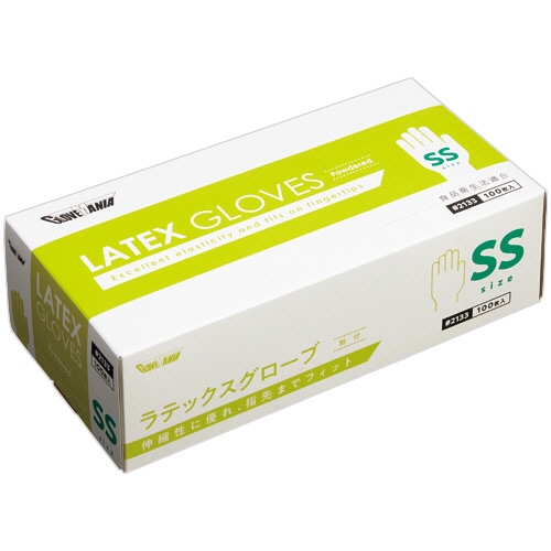 川西工業 ラテックスグローブ 粉付 SS #2133 1箱(100枚)