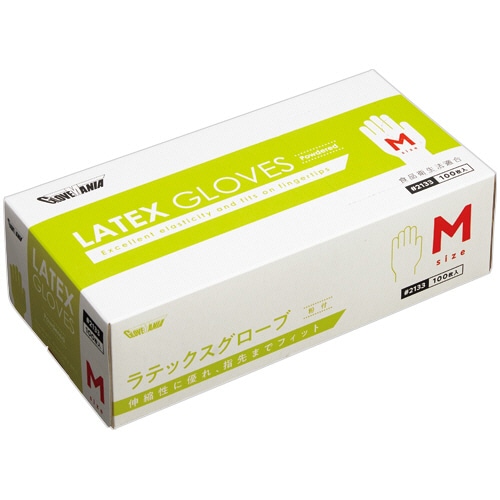 川西工業 ラテックスグローブ 粉付 M #2133 1箱(100枚)