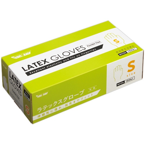川西工業 ラテックスグローブ 粉なし S #2134 1箱(100枚)