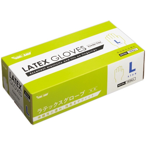 川西工業 ラテックスグローブ 粉なし L #2134 1箱(100枚)