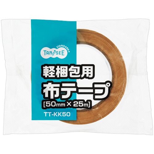 TANOSEE 軽梱包用布テープ 50mm×25m 厚み約0.18mm 1巻