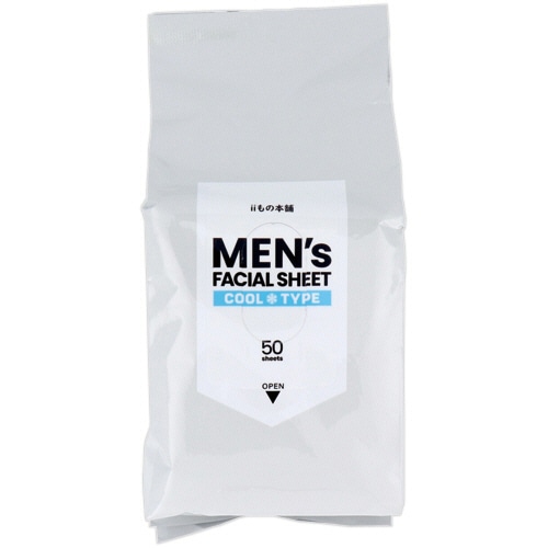 iiもの本舗 メンズフェイシャルシート フェイス用 クールタイプ 1パック(50枚)