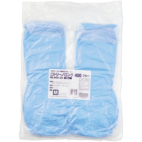 中部物産貿易 ニトリーノロング400 粉無し M ブルー NL400-02-M 1パック(50枚)