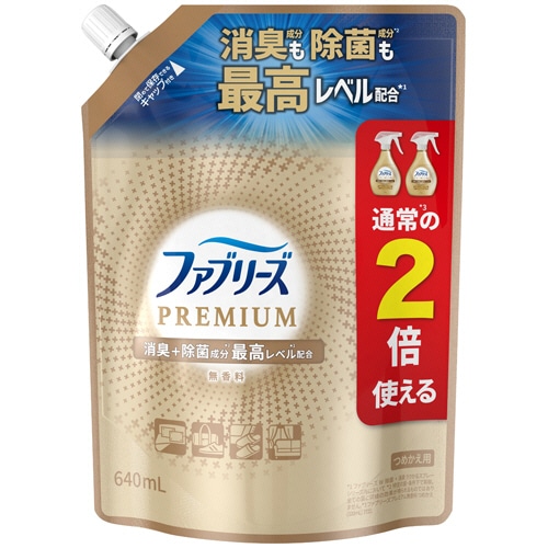 P&G ファブリーズW除菌+消臭 プレミアム 無香料 つめかえ用 特大 640mL 1個