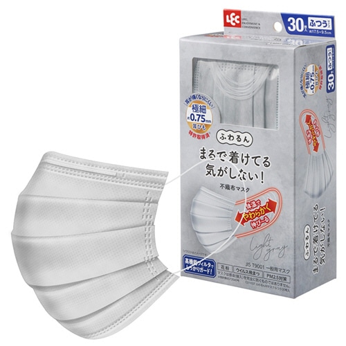 レック ふわるんNマスク ふつう ライトグレー C01037LGR 1箱(30枚)