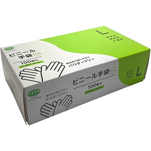 アルフォーインターナショナル ビニール手袋 パウダーフリー ナチュラル L T-004 1箱(100枚)