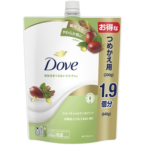 ユニリーバ ダヴ ボディウォッシュ ホホバオイル&サンダルウッド つめかえ用 640g 1個