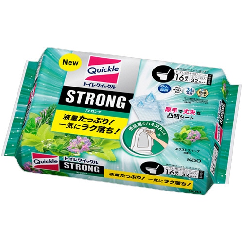 花王 トイレクイックル STRONG エクストラハーブの香り つめかえ用 1パック(16枚:8枚×2個)
