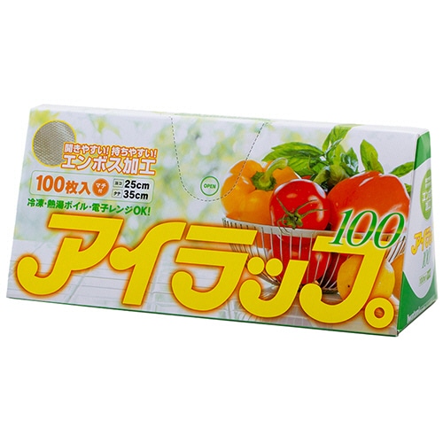 岩谷マテリアル アイラップ100 エンボス加工 マチ付き 約25×35cm 1箱(100枚)