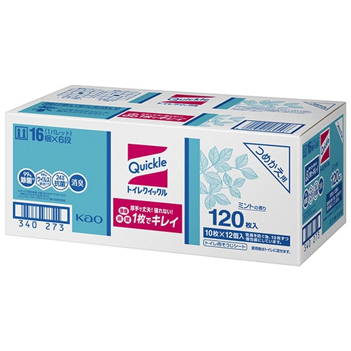 花王　トイレクイックル　ミントの香り　つめかえ用　業務用　１箱（１２０枚：１０枚×１２個）