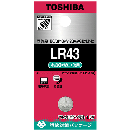 東芝　アルカリボタン電池　ＬＲ４３ＥＣ　１個