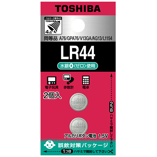 東芝　アルカリボタン電池　ＬＲ４４ＥＣ　２Ｐ　１パック（２個）