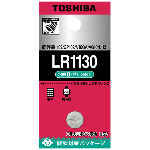 東芝　アルカリボタン電池　ＬＲ１１３０ＥＣ　１個