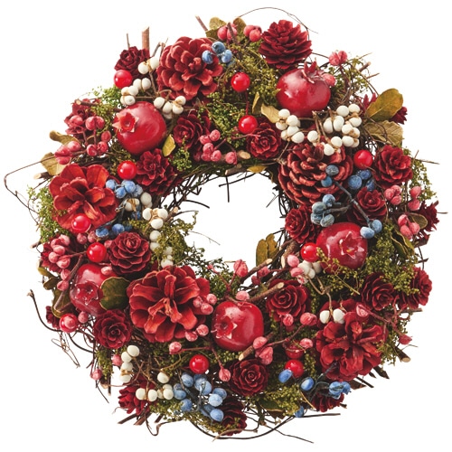 函館クリスマスファクトリー ナチュラルリース ベリー 25cm 1個