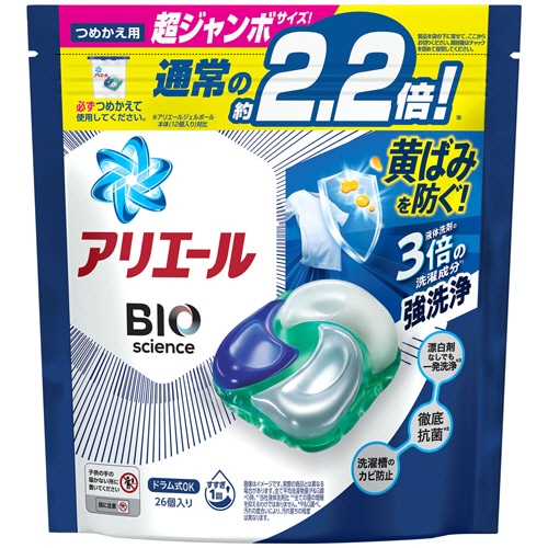 P&G アリエール ジェルボール4D バイオサイエンス つめかえ 超ジャンボサイズ 1パック(26個)