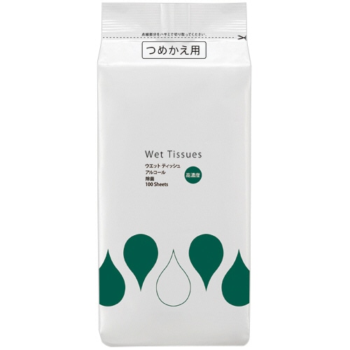 TANOSEE 高濃度除菌アルコールウエットティッシュ ボトル詰替 1パック(100枚)