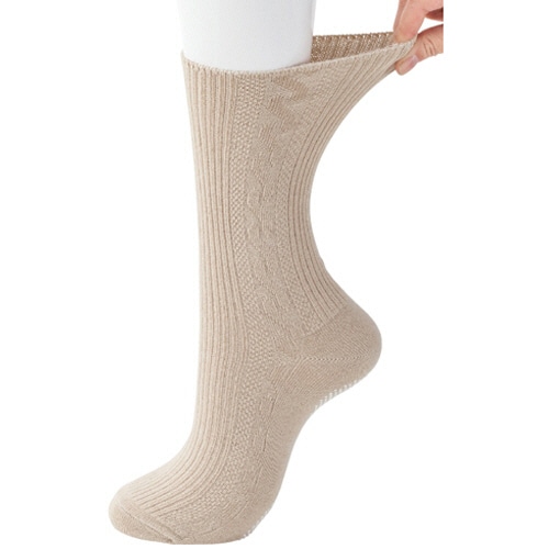 ケアファッション ゴムなしスベリ止め付ソックス(紳士) ベージュ 038325-01 1足