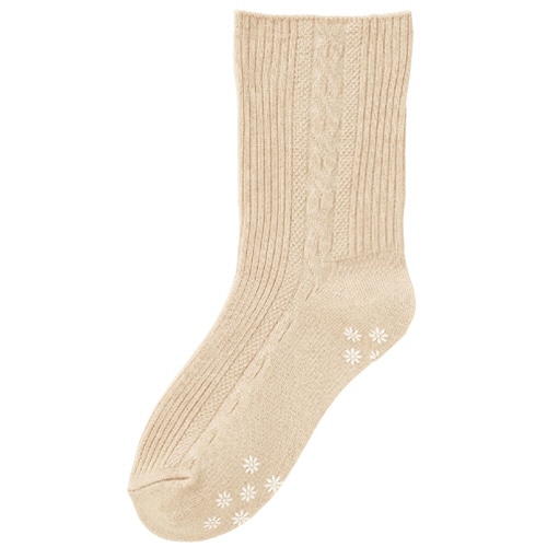ケアファッション ゴムなしスベリ止め付ソックス(婦人) ベージュ 038324-01 1足
