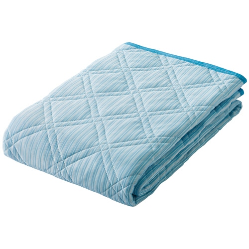 iiもの本舗 接触冷感 敷パッド シングル 100×200cm ストライプサックス 1枚