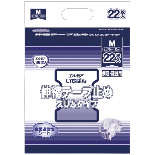 カミ商事 エルモア いちばん 伸縮テープ止め スリムタイプ M 1パック(22枚)