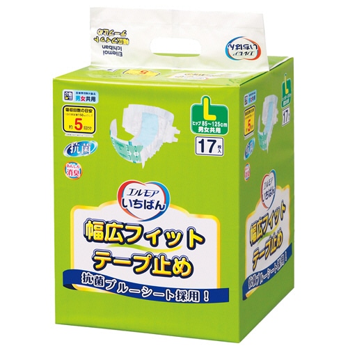 カミ商事 エルモア いちばん 幅広フィットテープ止め L 1パック(17枚)
