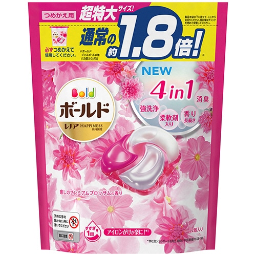 P&G ボールド ジェルボール 4D 癒しのプレミアムブロッサムの香り つめかえ 超特大サイズ 1パック(22個)