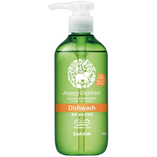 サラヤ ハッピーエレファント 野菜・食器用洗剤 オレンジ&ライム 本体 300ml 1本