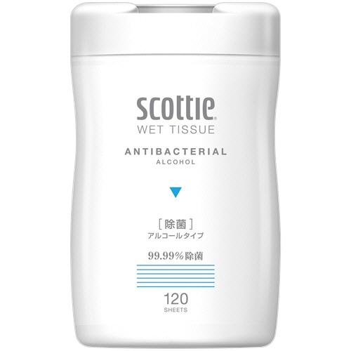 日本製紙クレシア スコッティ ウェットティシュー 除菌 アルコールタイプ 本体 1本(120枚)