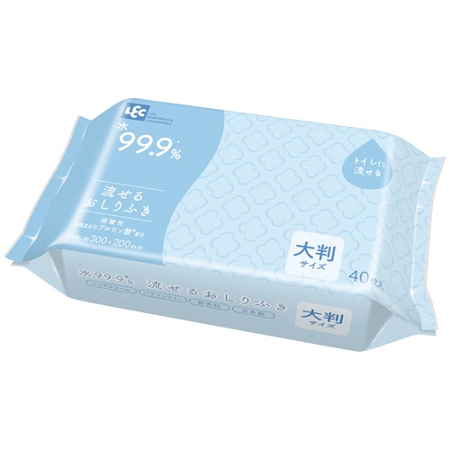 レック Nursing Care 水99.9% 流せるおしりふき 大判 E01084 1パック(40枚)